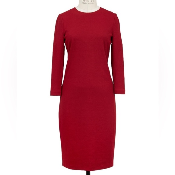 Vince Burgundy Red Shift Dress 3/4 Sleeves Round Neck Size S - Picture 9 of 14